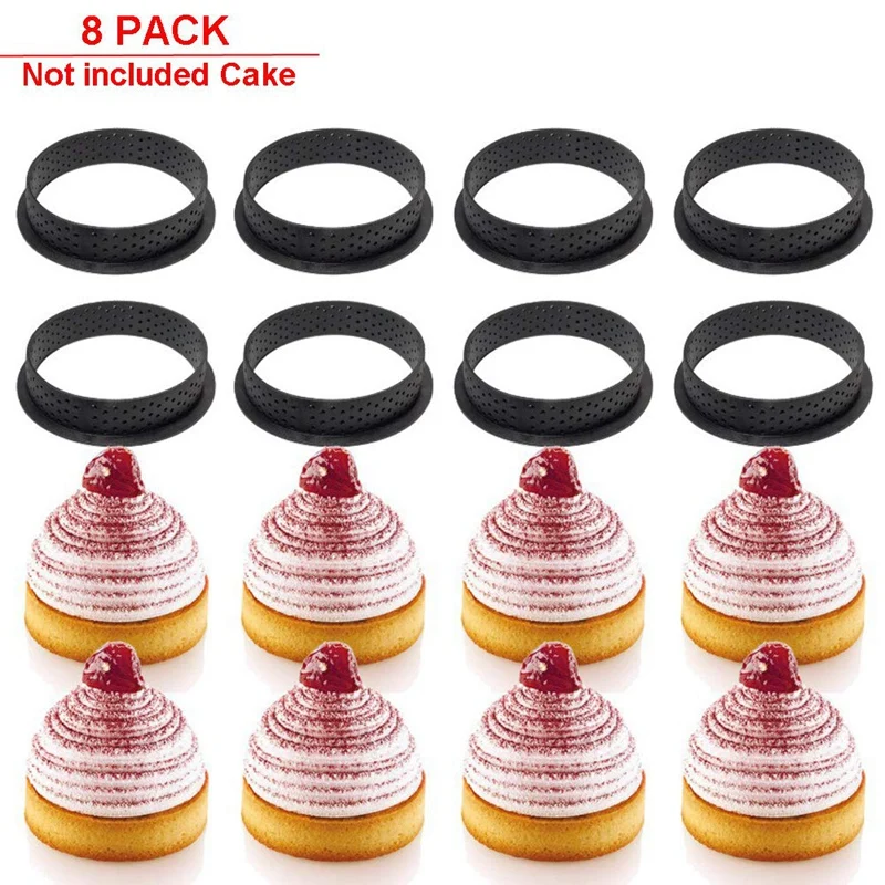

8 PCS Perforated Cake Pan Cutter Round Shape Foam Circle Ring Decorating