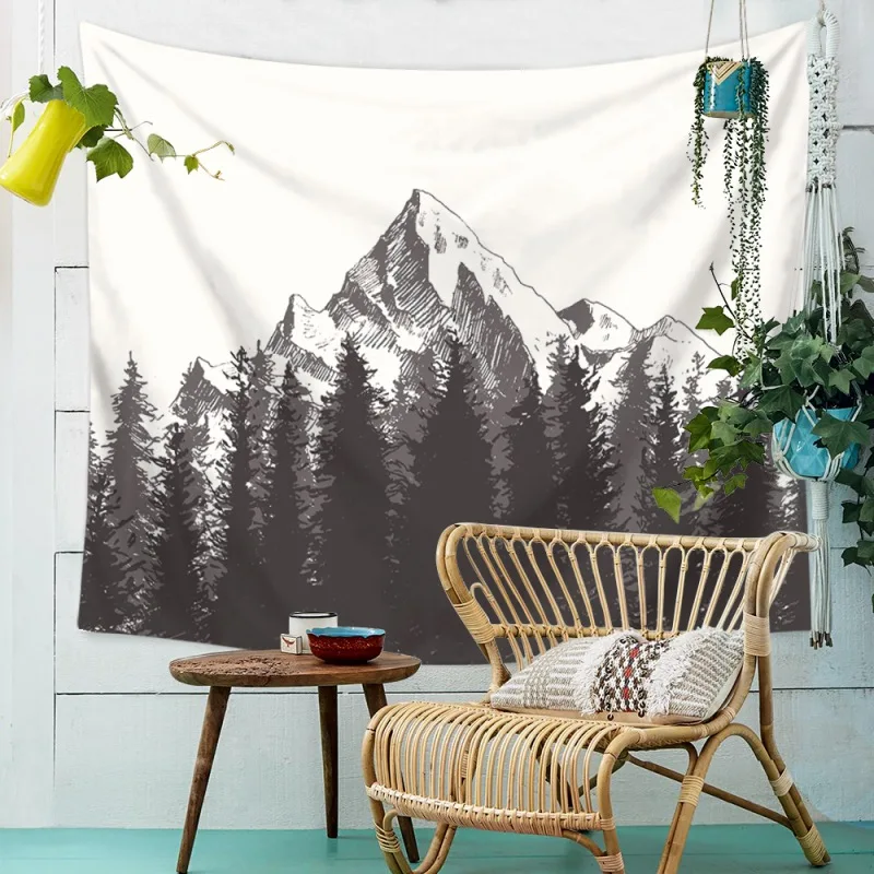 Гобелен горы и лес ткань для спальни гостиной Настенный декор сделай сам