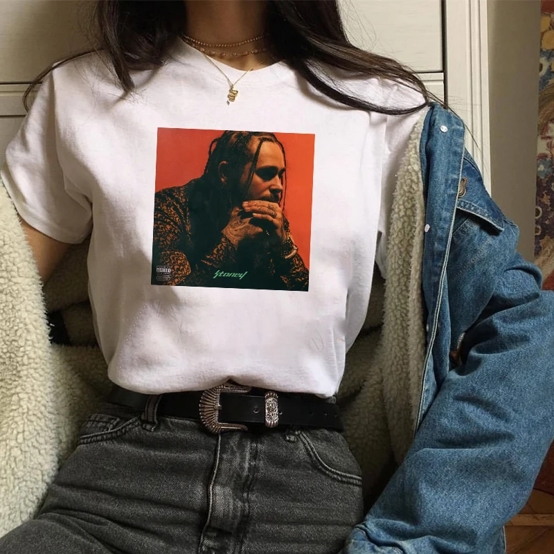 Женская Черная Футболка Post Malone уличная одежда в стиле Харадзюку летние крутые