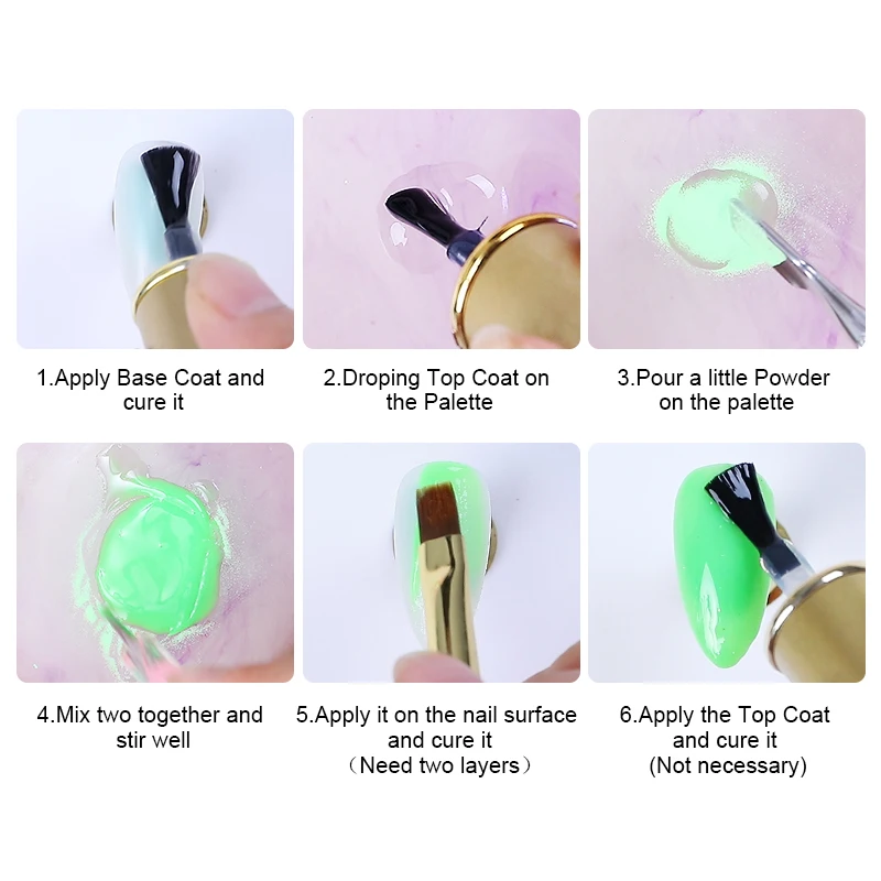 

6 /12 Grids Luminous Nail Powder Bule Pink Series Powder Polish Flakes Fluorescent Nail Glitter Powder Decoration