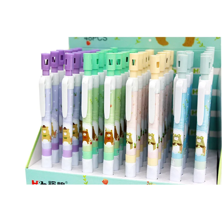 

48 pcs/lot 2.0mm Creative Bear Mechanical Pencil Creative Automatic Pen stationery gift School Office writing Supplies