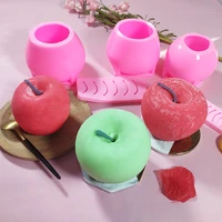 selling 2022new christmas apple silicone candle mold diy handmade candle making mould 3d resin cake bakeware chocolate soap mold