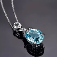 huitan temperament sweet newly womens necklace with sky blue cubic zirconia silver color wedding party statement jewelry gift