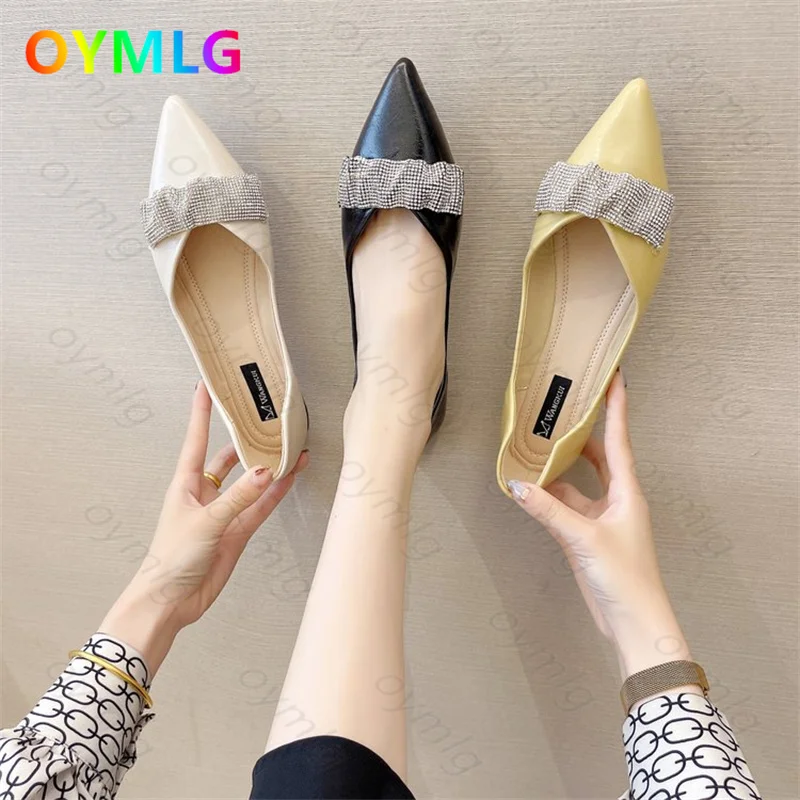 

Женские туфли с острым носком, черные туфли-лодочки на плоской подошве, летние туфли с острым носком, 2021