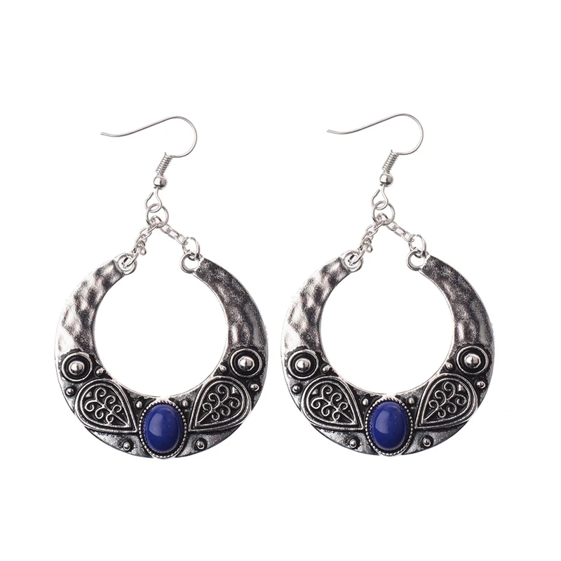 OIQUEI, индийская Jhumka, ювелирное изделие,, модные жемчужные кисточки, богемные, винтажные, серебряные, большие, круглые колокольчики, висячие серьги для женщин - Окраска металла: HXE001-4