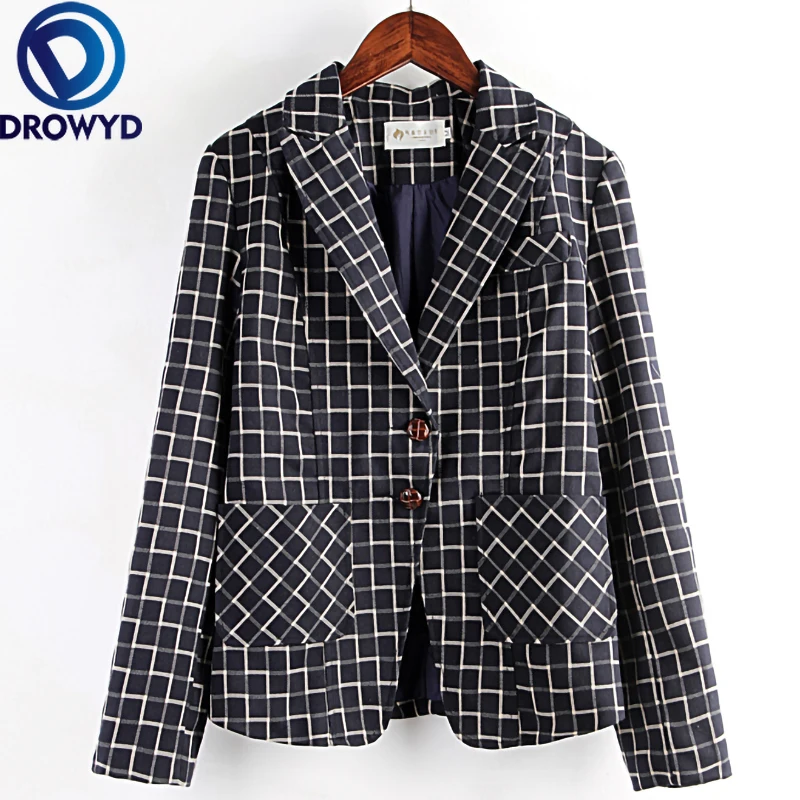 

Женский черный клетчатый пиджак, новинка 2020, Модный женский офисный костюм, куртки с карманами, пальто, повседневные свободные топы с длинны...