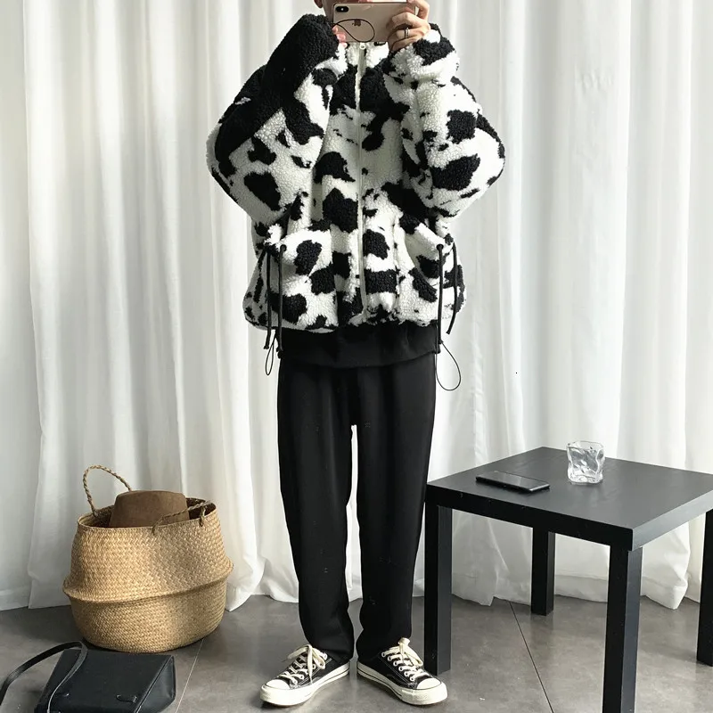 

thick Leopard Informal Coat, men's and women's wool, street clothing, PARCA hip-hop style wool