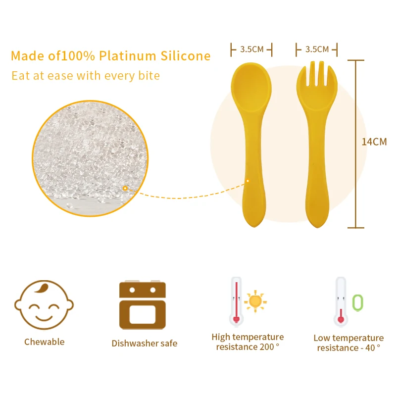100% детские ложки и вилки из пищевого силикона без бисфенола А для кормления