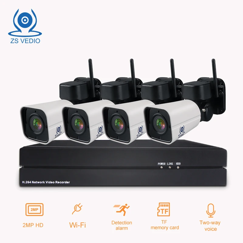 ZSVEDIO 4CH H.264 PTZ wi-fi 4X Zoom NVR комплект системы видеонаблюдения ip-камера открытый видео безопасности набор для наблюдения ночного видения