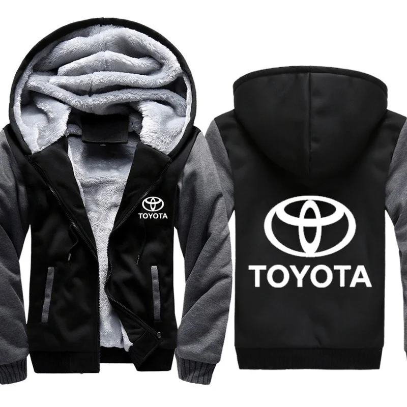 

Jacket Men Toyota Car Logo Print Jacket Mens Hoodie Winter Thicken Warm Fleece cotton Zipper Camouflage Raglan Mens Coat Hoodies