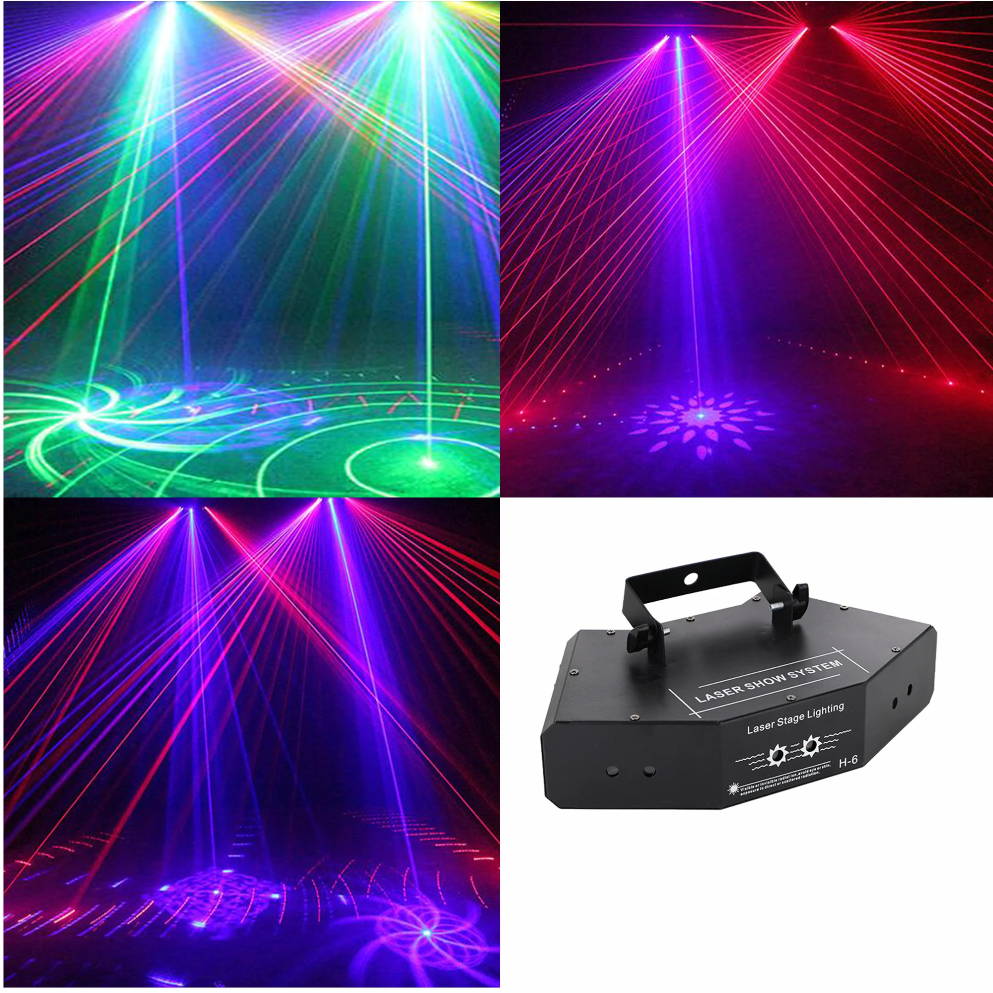 LED RGB fan-shaped laser light six holes DMX stage light disco bar KTV nightclub wedding halloween christmas