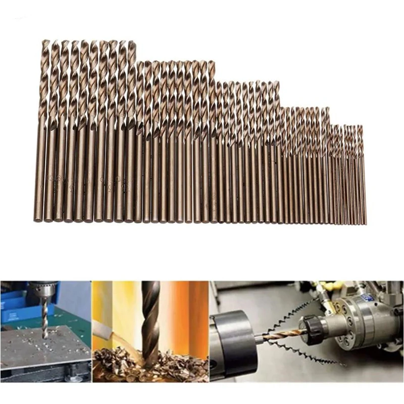 

50Pcs 1/1.5/2/2.5/3mm M35 HSS-CO Cobalt Twist Drill Bit For High Tensile Stainless Steels Drilling