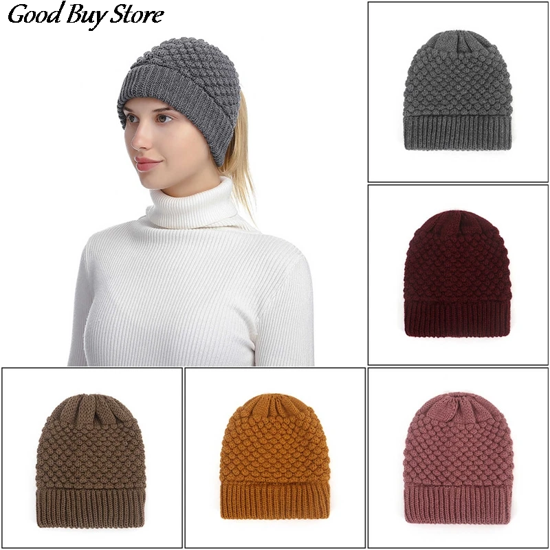 

Вязаные зимние шапки для женщин, повседневные облегающие шапки, модные удобные теплые шапки, однотонные вязаные шапки из смеси шерсти в Кор...