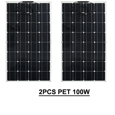 2PCS PET FLEXIBLE Недавно 100w 200w Гибкая солнечная батарея по оптовочной ценеоп 18V 12V зарядное устройство на солнечных батареях, монокристаллическая панель солнечной батареи, солнечная система для дома комплект - Цвет: 2PCS PET FLEXIBLE