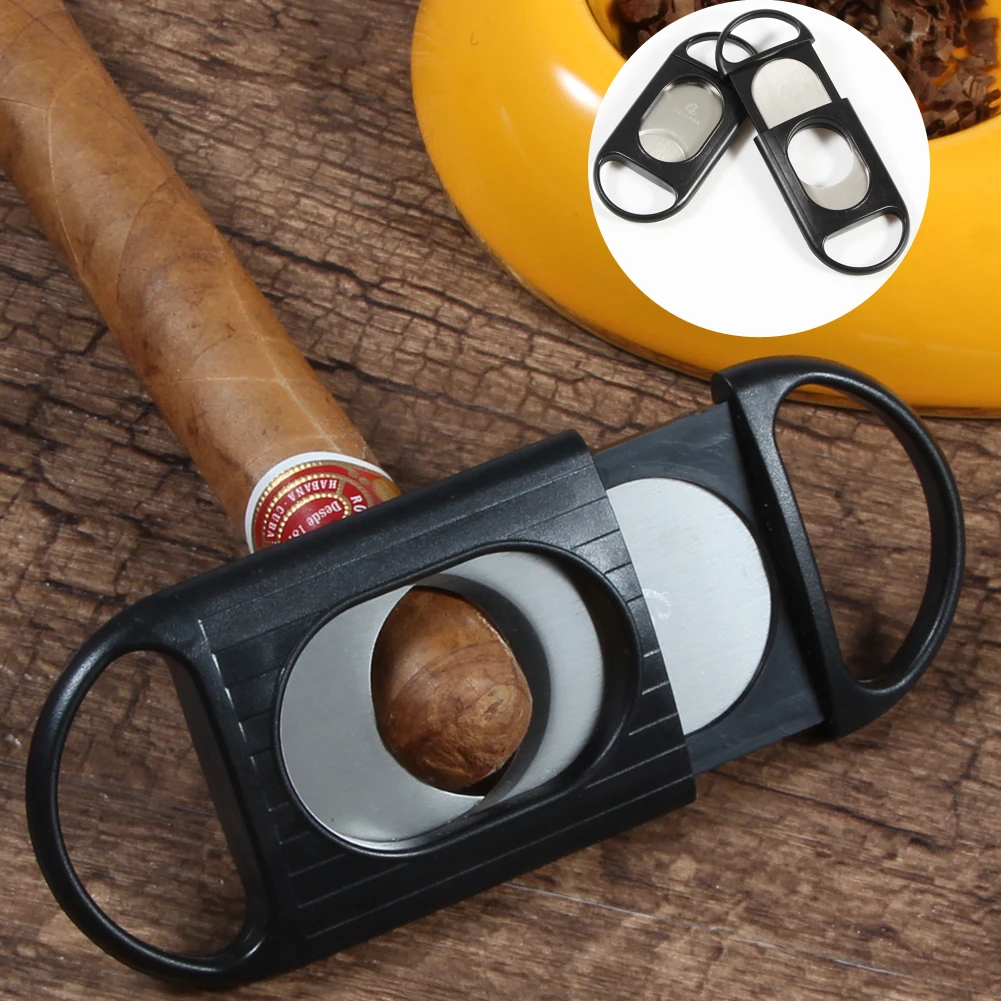 Пластиковый сигарный резак Карманные двойные лезвия ножницы из нержавеющей