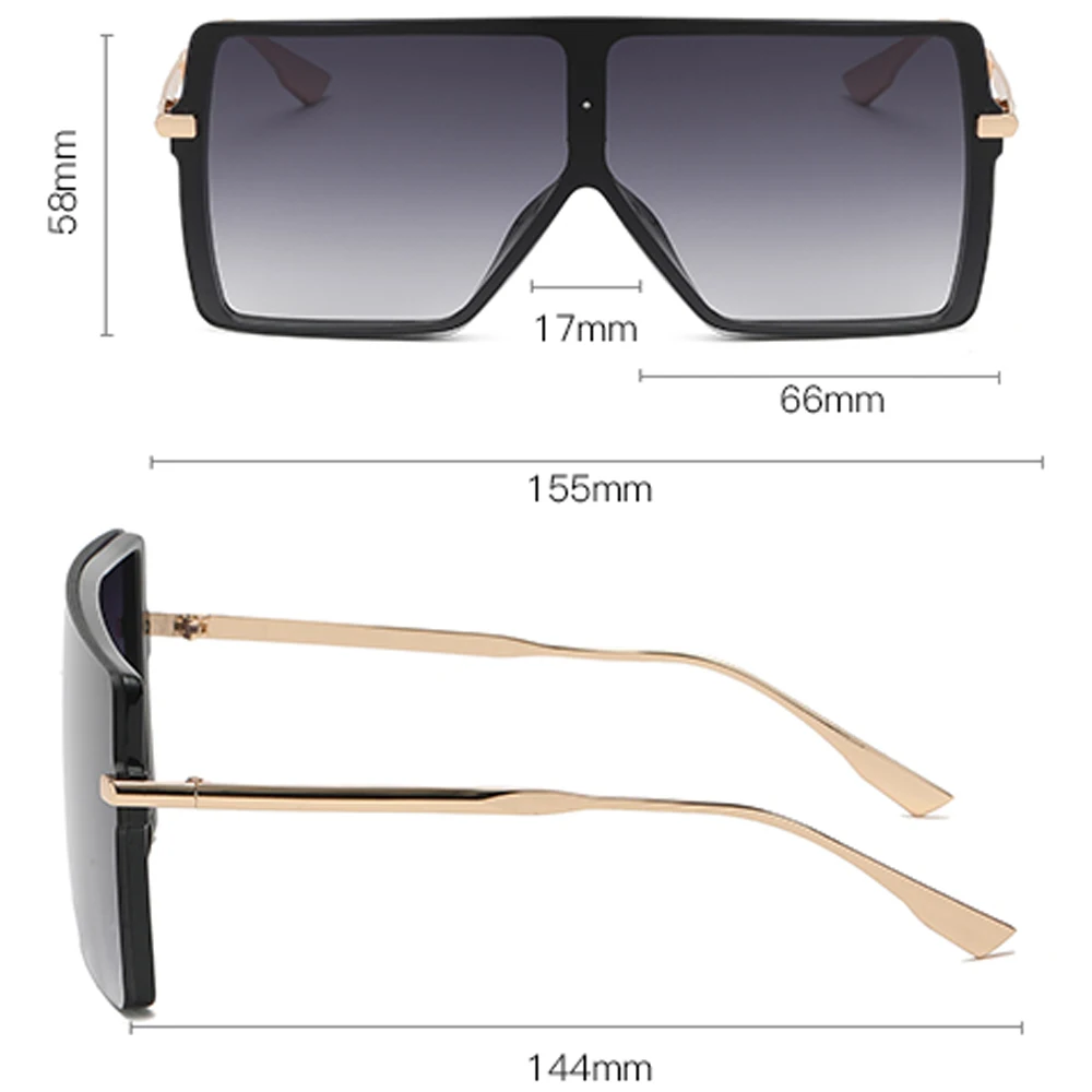 

Peekaboo one piece square frame sunglasses women oversized gradient lens ladies sun glasses fashion big 2022 hot-selling