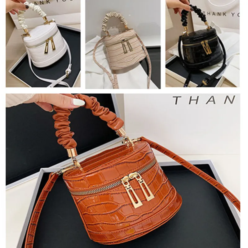 

Handbags For Women New Arrivals Luxury Designer Popular Pleated Tote Bag Women's Bag New Crocodile Texture Box PU Bucket Purses