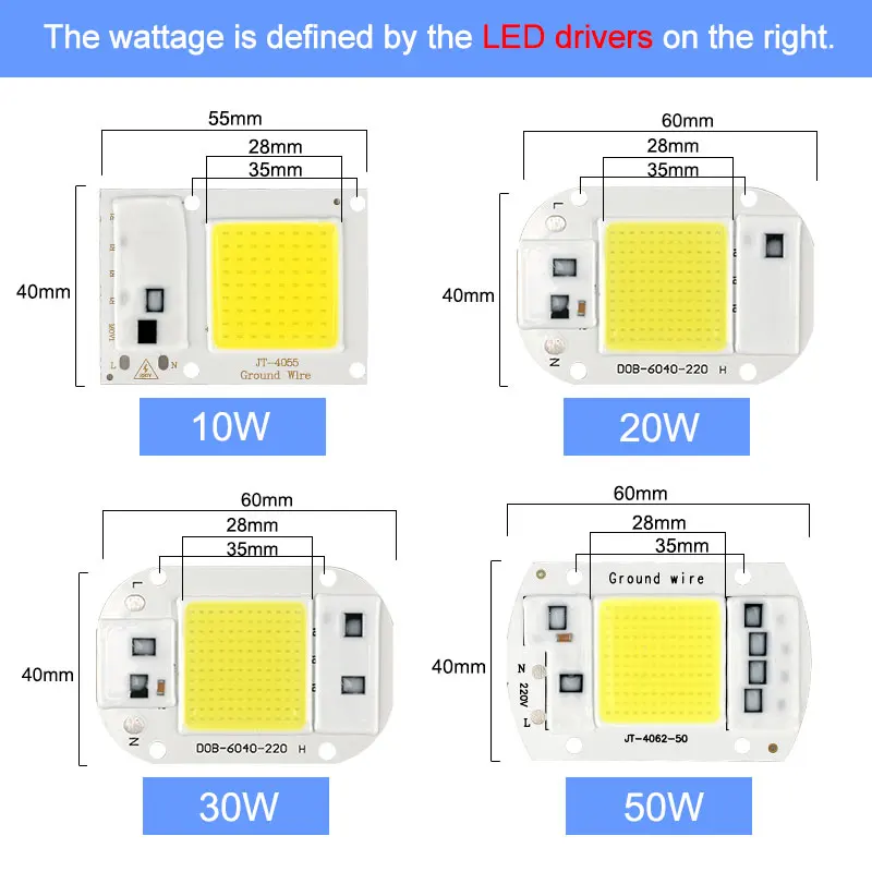 LED Chip 10W 20W 30W 50W COB Chip LED Lamp - 220V 240V - Driverless Flood Light Spotlight Lampada DIY Lighting image 5
