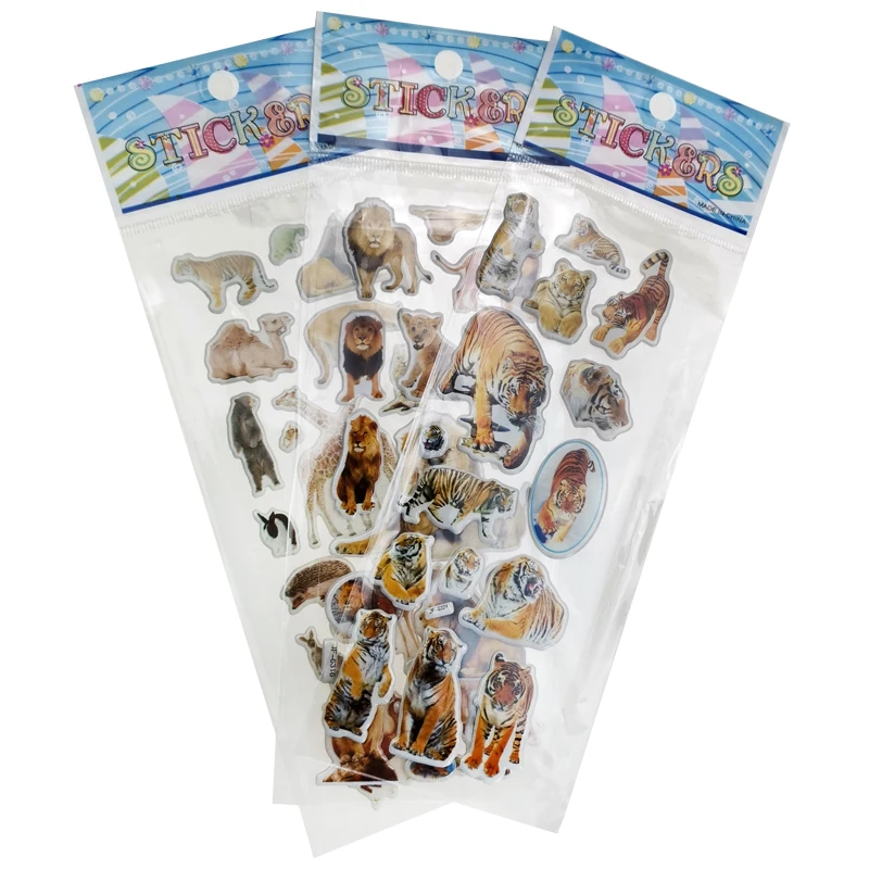 10 hojas 3D animales pegatinas juguetes para los ni&ntilde;os en los recortes del ordenador port&aacute;til del tel&eacute;fono regalos animales Panda le&oacute;n Tigre pegatina-4