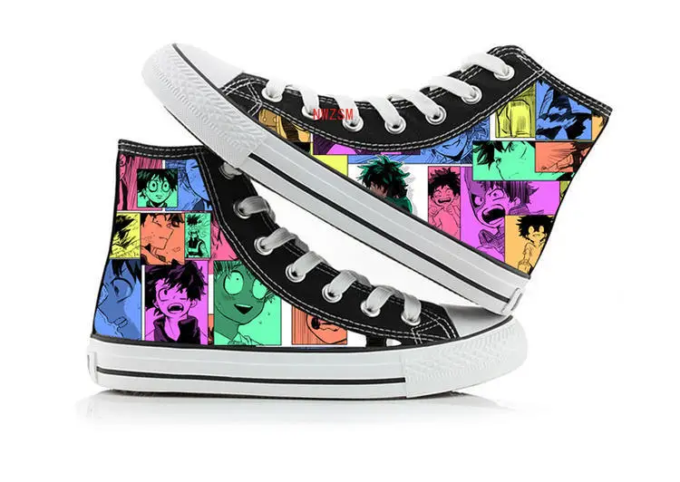 Холщовые кроссовки с аниме-принтом повседневная обувь высоким берцем мидория