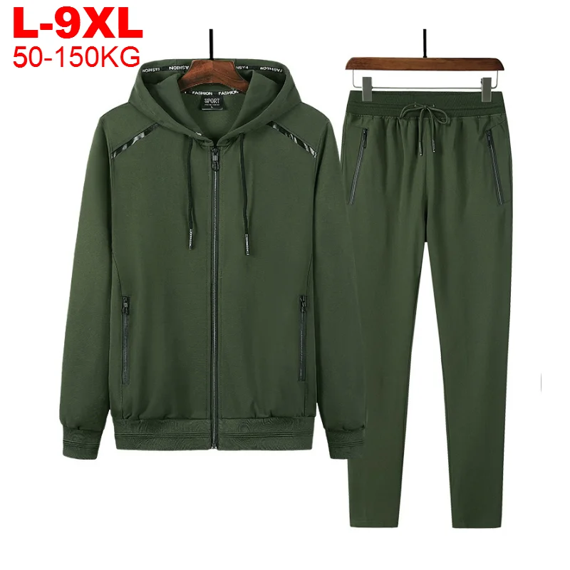 

2 Pieces Suits Hoodies Jogger Men Winter Sportwear Sets Hooded Jackets Pants Hip Hop Sports Tracksuit Men's Clothing Large Sizes