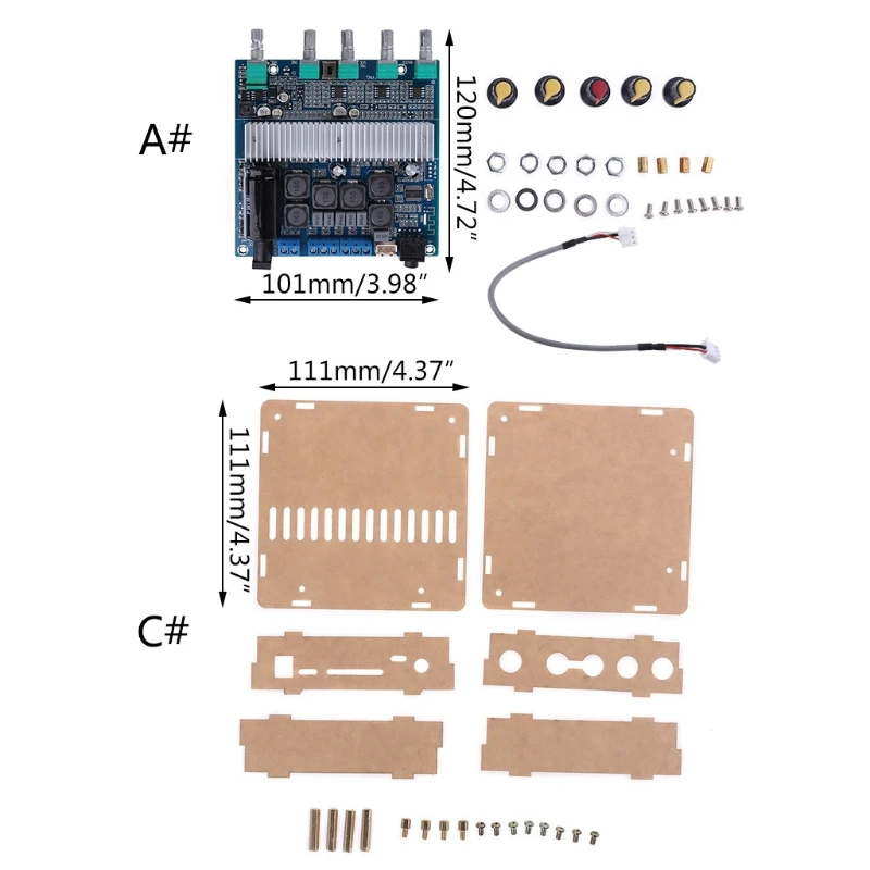 

2*50W+100W Bluetooth 5.0 TPA3116D2 Power Subwoofer Amplifier Board 2.1 Channel