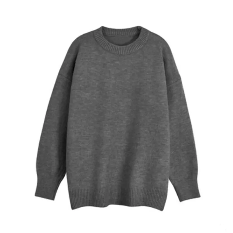 

Женский трикотажный свитер с круглым вырезом, свободного покроя