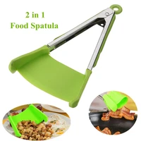 2 in 1 cooking tools set non stick spatula and kitchen spatula stainless steel food clip kitchen silicone tongs