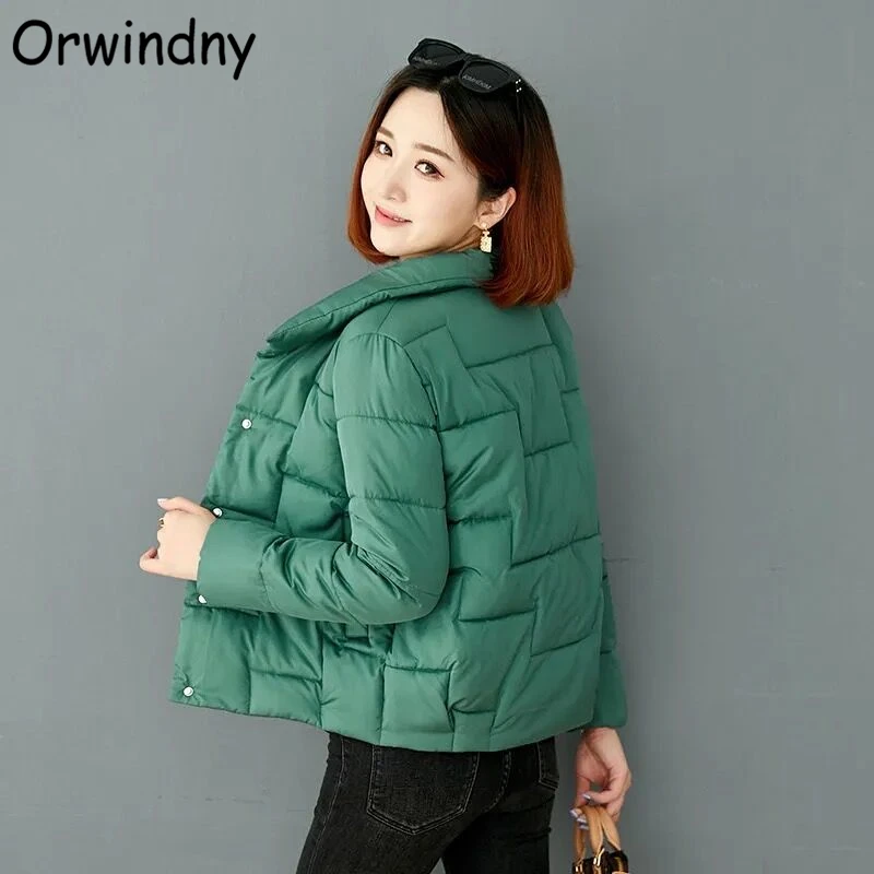 

Orwindny Short Jackets Women Autumn Winter Warm Cotton Coat Loose Casual Mandarin Collar Fashion Clothes Snow Wear Indoor Parka