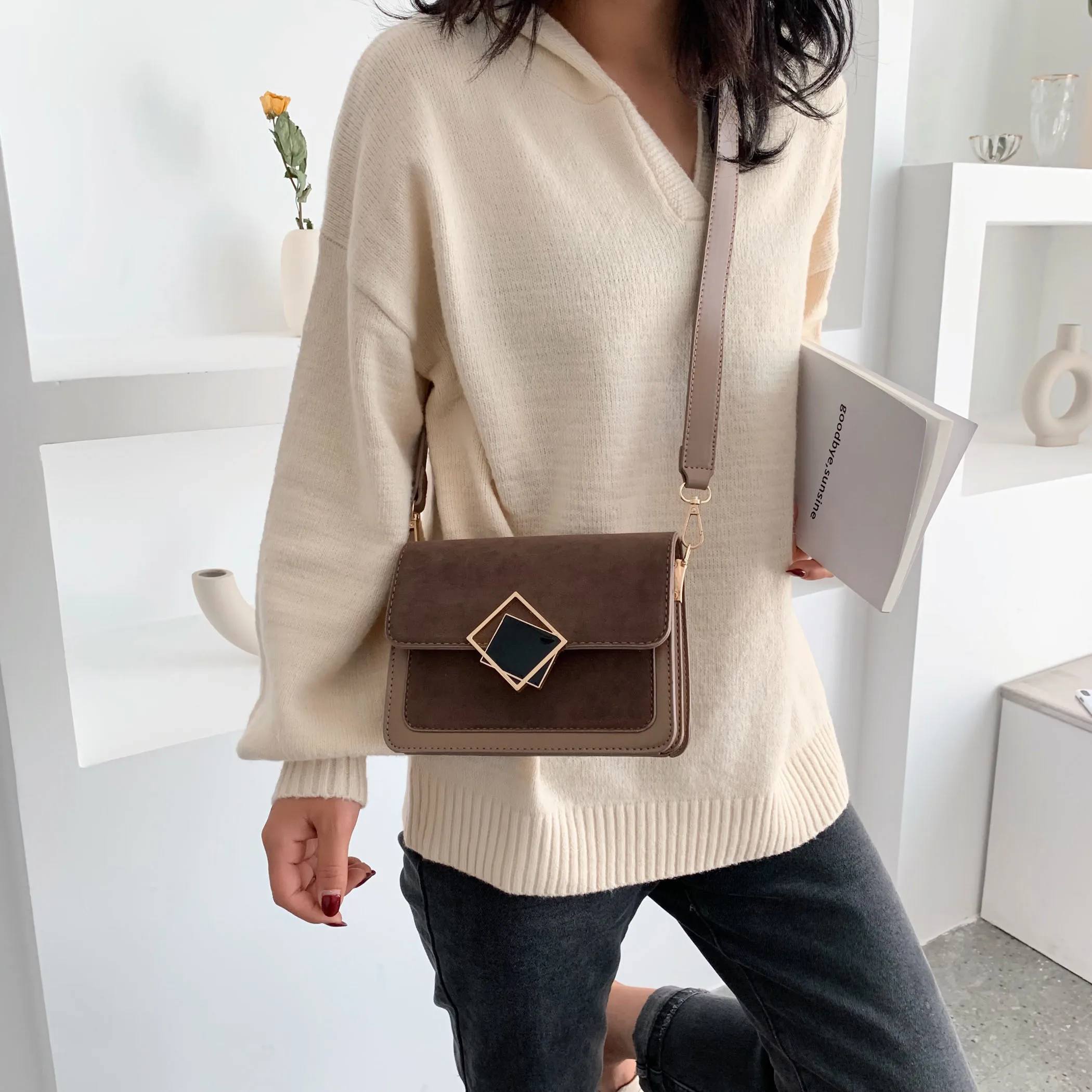 Сумки через плечо SWDF из скраба контрастных цветов для женщин 2021 маленькая сумка