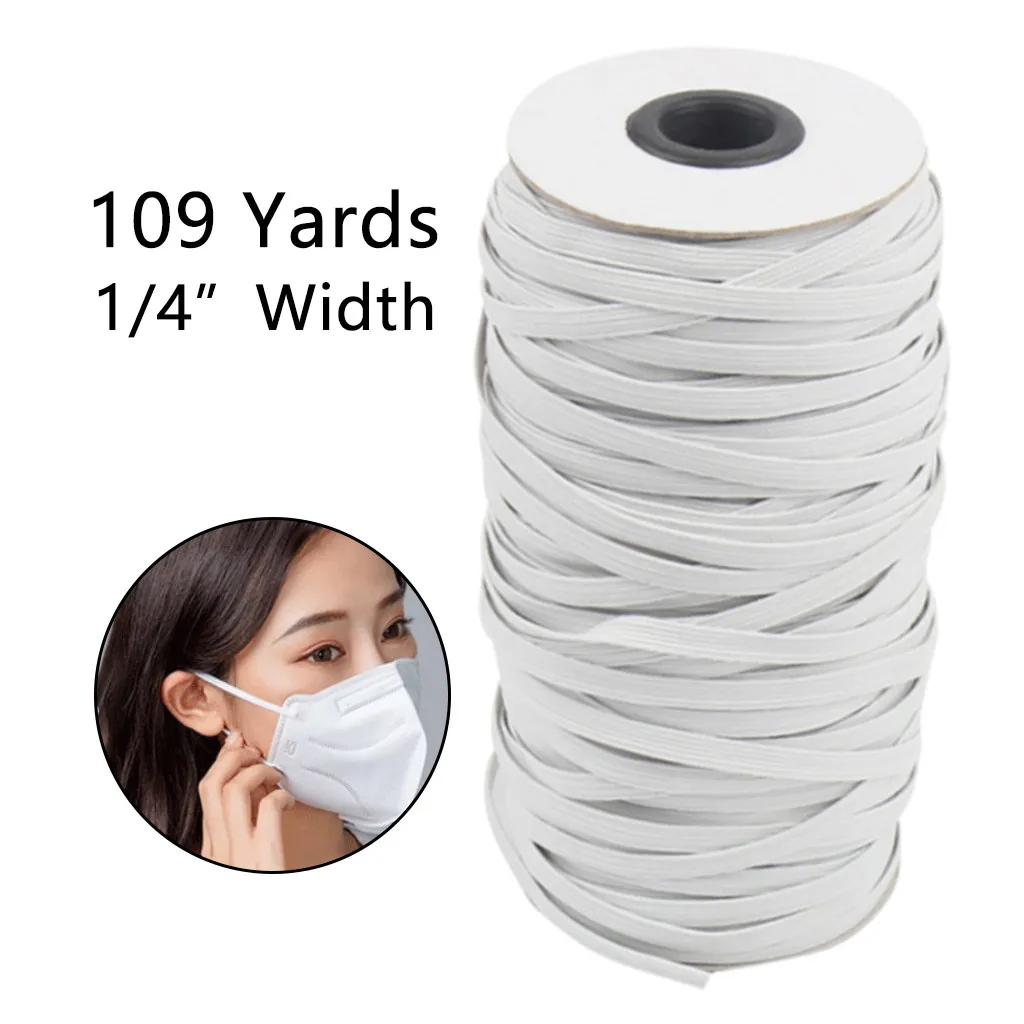 109 Yards Length Elastic Bands for Face Mask 1/4 Inch Width Cord Crafts Rope Elasticity Knit Band |