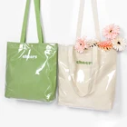 Летняя Пляжная прозрачная сумка-тоут, большая холщовая повседневная женская сумка для покупок, мягкая водонепроницаемая ПВХ сумка на плечо, одноцветная