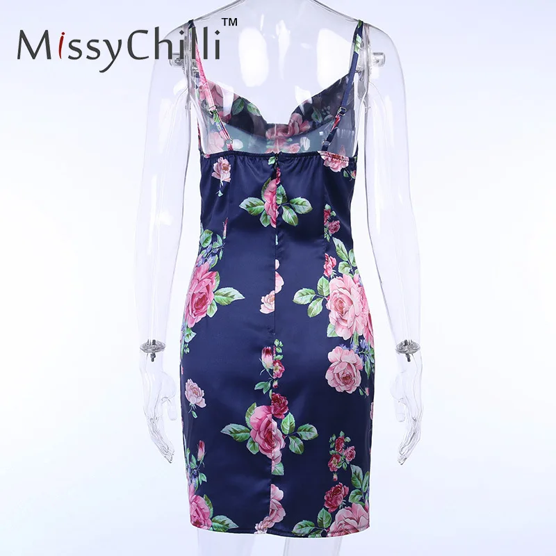 Женское Короткое атласное платье без рукавов с цветочным принтом|Женские платья|
