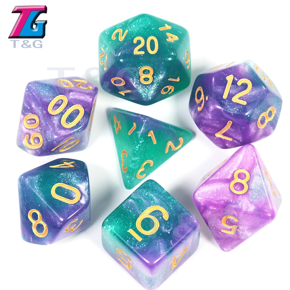 Красочные Вселенная Галактика кости набор D4 D20 DND RPG лучшие подарки 16 видов цветов