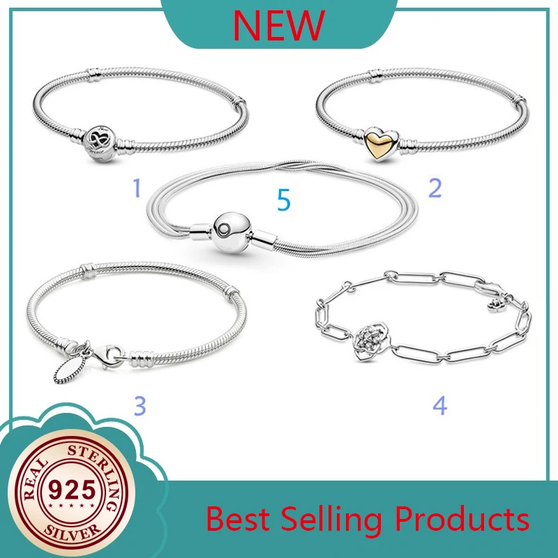 

100% 925 Silver New Love Rose Petal Fashion PAN Bracelet Suitable For Original Women's Holiday Wedding Gift Diy Charm Jewelry