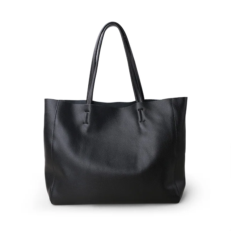 

Female Deluxe Genuine Cowhide Leather Totes Shoulder Bag Large Capacity Waterproof Shopping HandBag Women Casual Bags Dropship