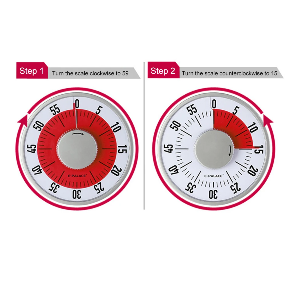 

60 Minutes Kitchen Mechanical Timer with Magnetic Base Cooking Reminders Alarm Clock for Kitchen Office Countdown Timer