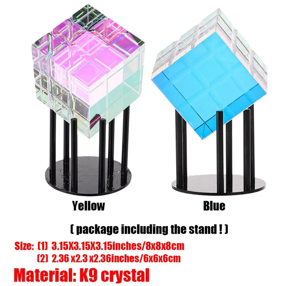 1PC Handmade Statue Shining Yellow Blue Color Magical Cube Plating Decoration Crafts Sculpture Magik Chroma Gift | Дом и сад