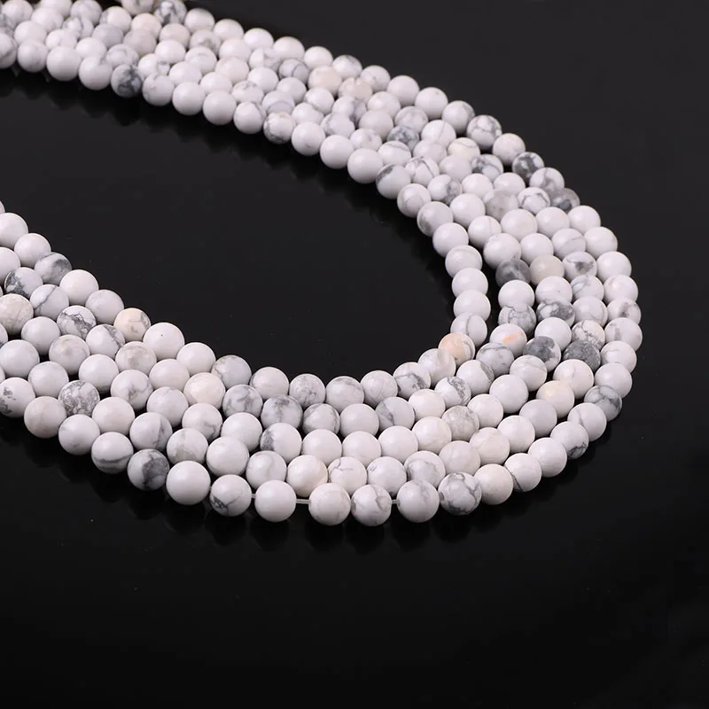 

Wholesale High Quality Natural Stone 4/6/8/10/12mm Howlite WHte Turquoise Stone Loose Beads For Jewelry Making