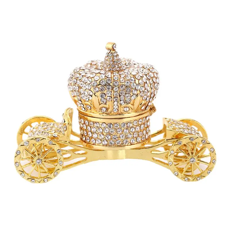 Золотая откидная карета коробка безделушка ручная роспись узоры