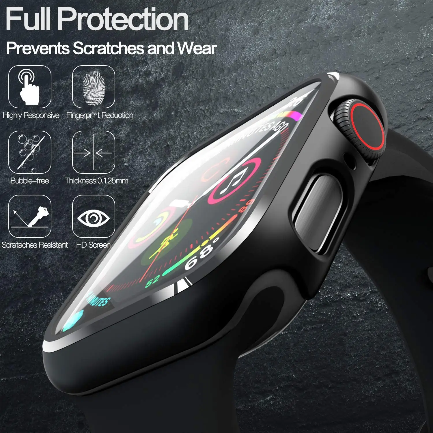 Glass+Case For Apple Watch Series 8 7 6 5 3 SE 45mm 41mm 44mm 40mm 42mm/38 iWatch Screen Protector+Cover Apple Watch Accessories