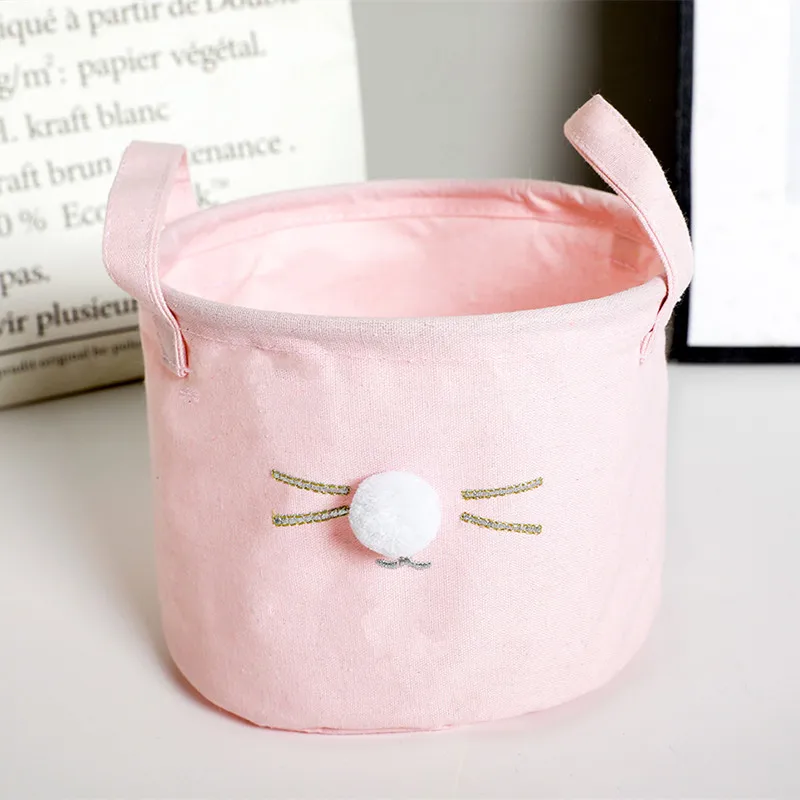 B - Pink Хлопковые корзины для хранения с героями мультфильмов, складная ручка, органайзер, детская одежда, игрушки для макияжа, гаджеты, коробка, держатель, чехол, корзина для живота, товар - Цвет: B - Pink