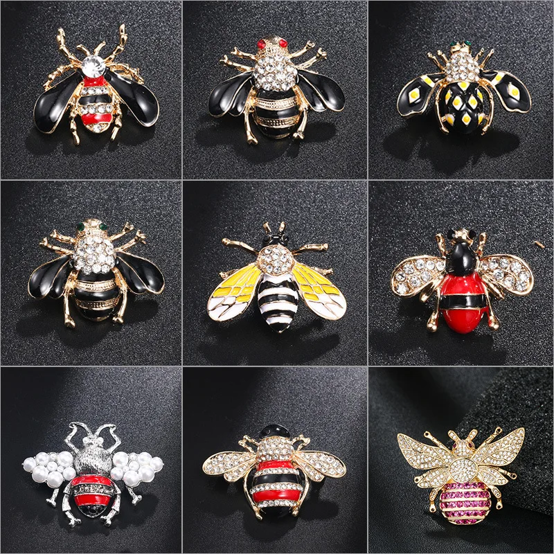 

AINAMEISI Retro Stereo Bee Alloy Rhinestone Men's Brooch Shirt Women's Clothing Exquisite Enamel Insect Pearl Brooch Wholesale