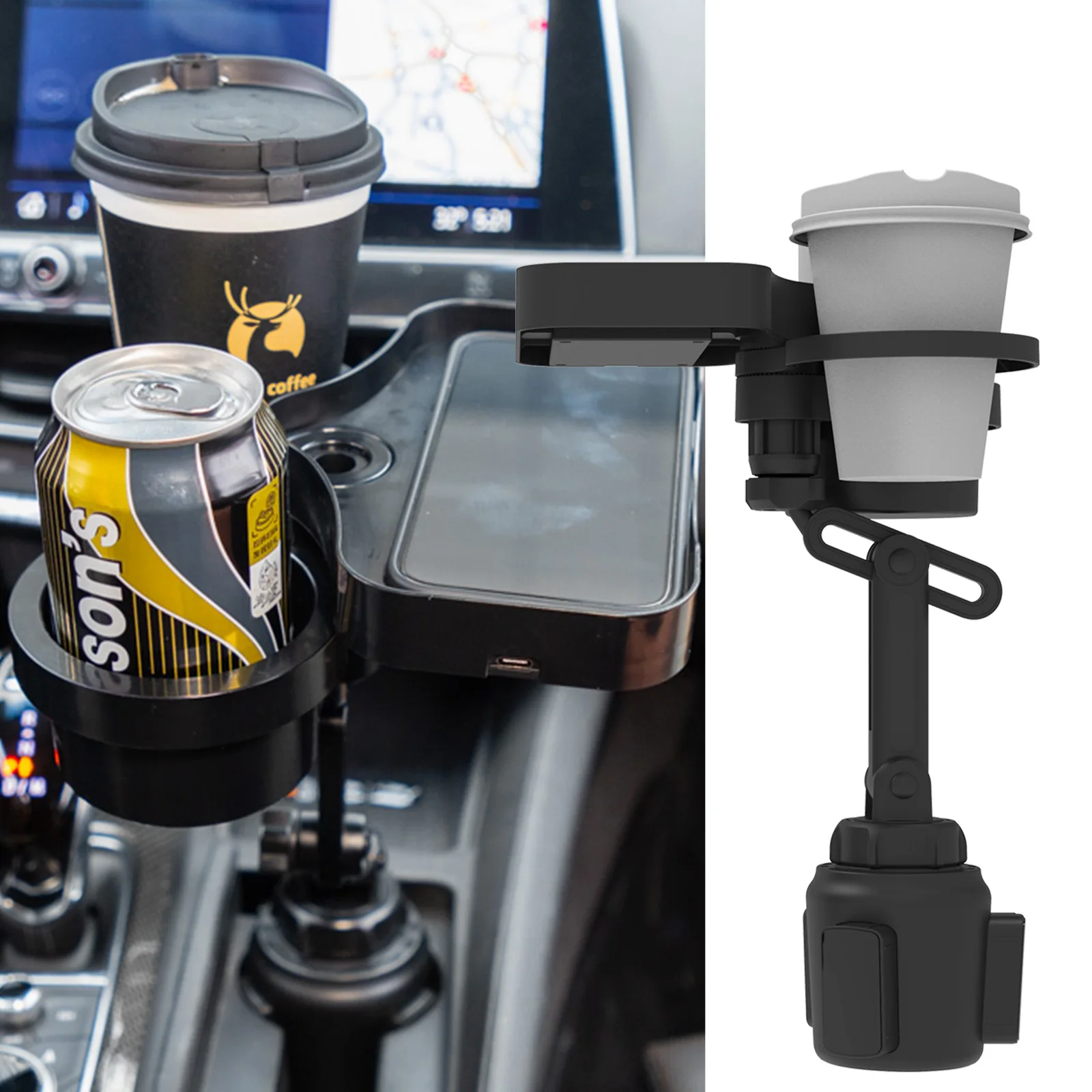 4 in 1 mintiml cup holder expander adapter car cup holder with wireless charging board container car accessories dropshipping free global shipping