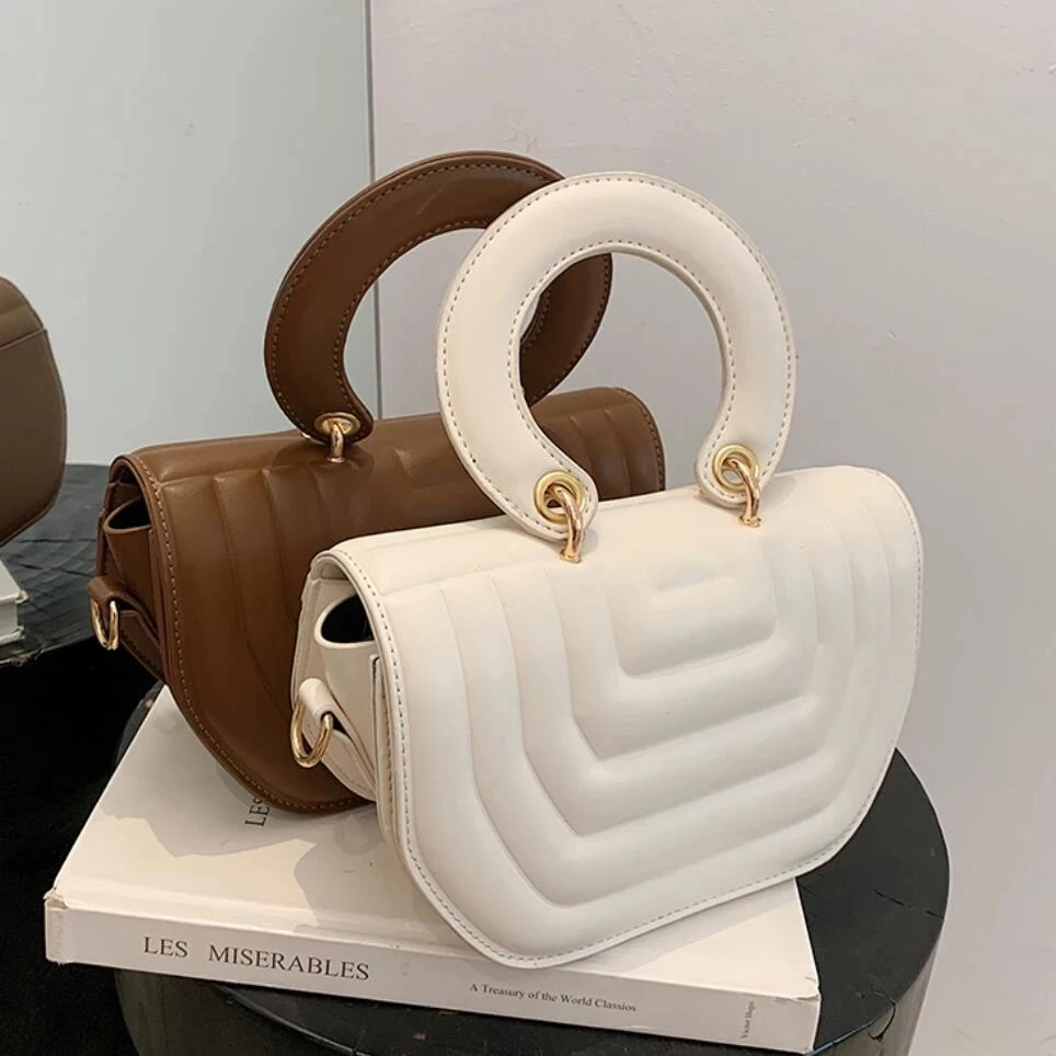 

New Handbag Elegant Female Tote Saddle Bag Leather Crossbody Bag for Women 2021 Summer Shoulder Handbags and Purses Travel
