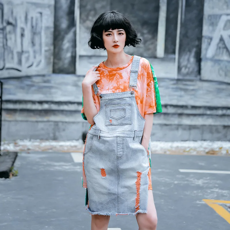 Женская Радужная футболка в стиле Харадзюку женское Свободное платье с