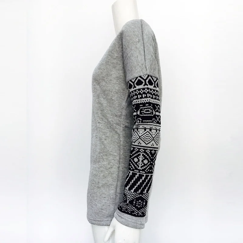 

Women Autumn T-shirts Round Neck Long Sleeves Print Slim Fit Pullover Casual Tops FS99