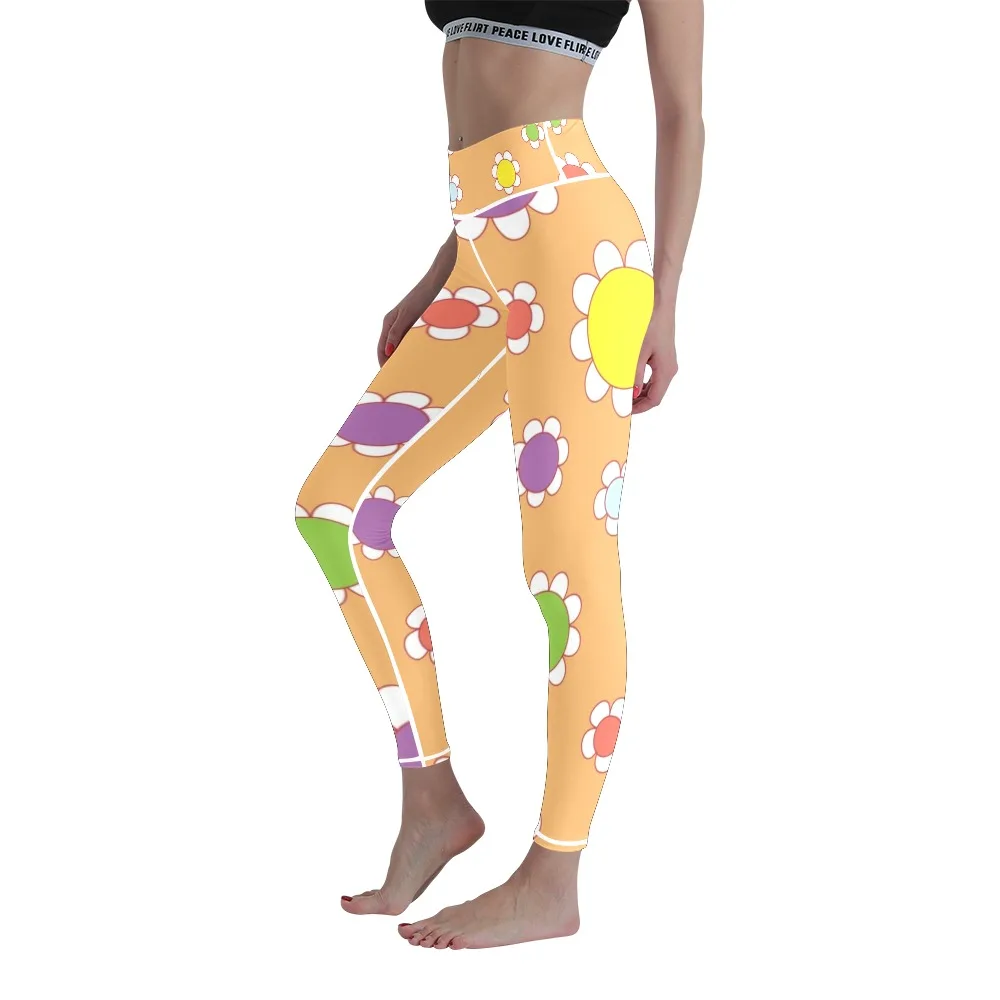 

Fitness and Comfortable 3D Printing Women's Running High Waist Yoga Pants Nine-point Pants Seamless Tying Feet Tight Leggings