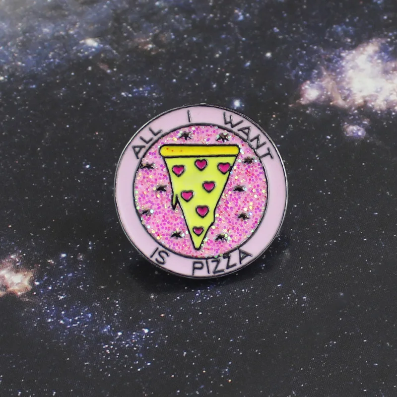 

Pizza Chest Brooch Fashion Jewelry Funny Food Gifts Brooch Creative Lapel Pin Cute Round Backpack Badge Cartoon Enamel Pins