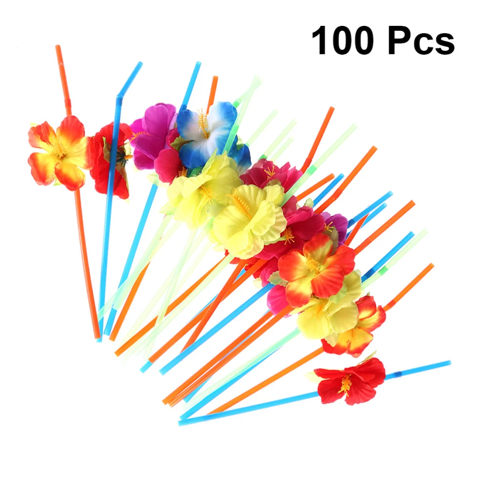 

10pcs Disposable Flower Drinking Straws Bendable Drinking Color Straws Summer Holiday Party Decoration (Random